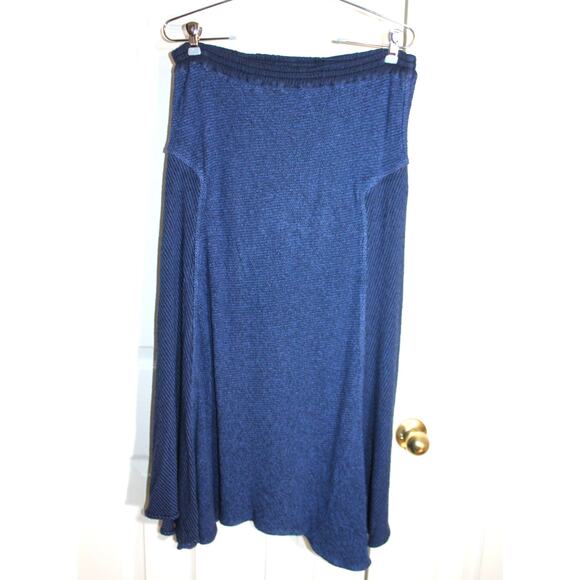 Nomad Made in Morocco Blue Hand Loomed Midi Skirt - Picture 1 of 3